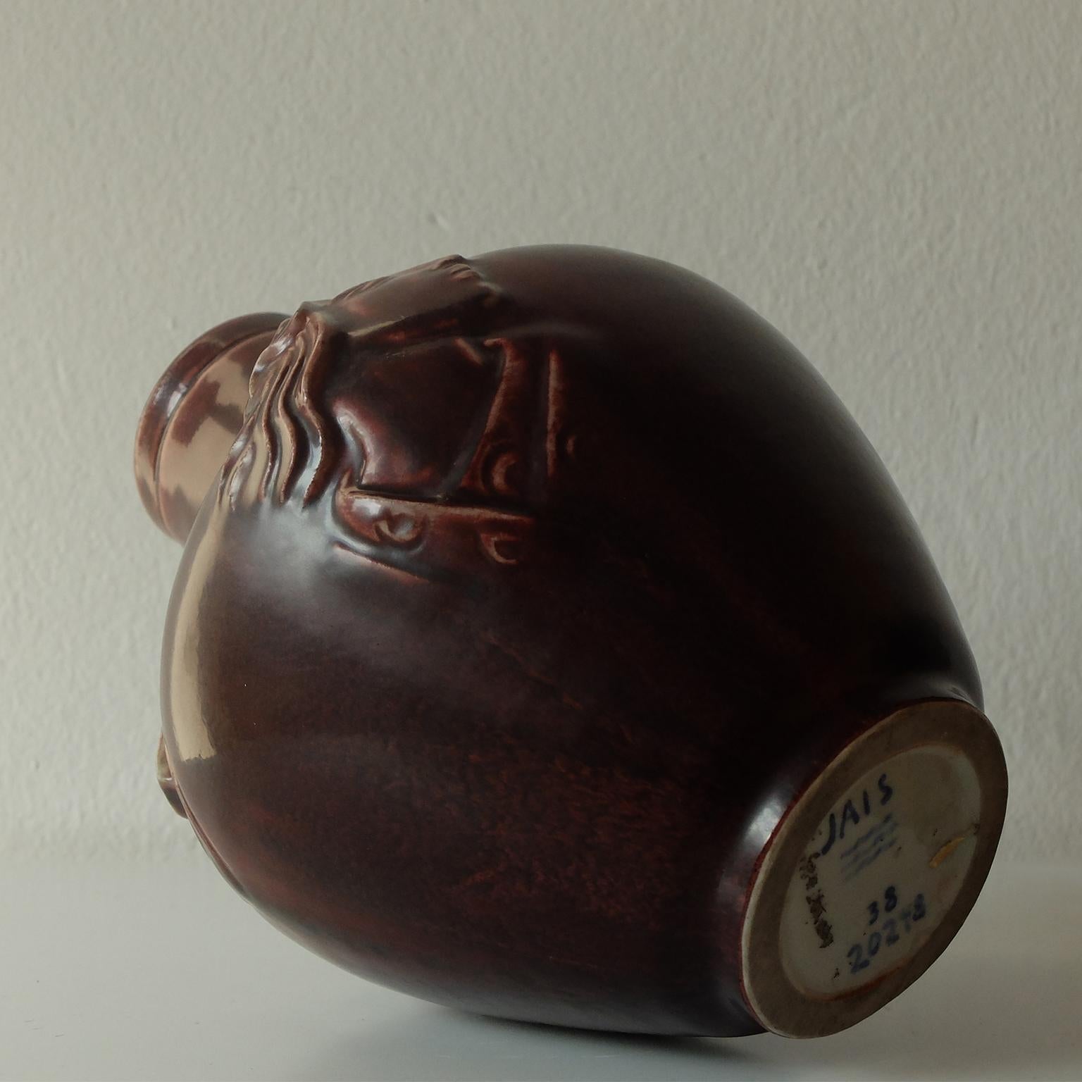 Jais Nielsen pour Royal Copenhagen:: vase en céramique à glaçure sang de boeuf:: années 1930 Excellent état - En vente à Milan, IT