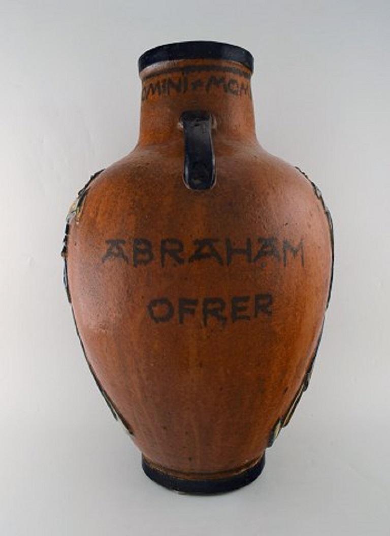 Ceramic Jais Nielsen for Royal Copenhagen, Colossal Floor Vase, Abraham Sacrifices Isac