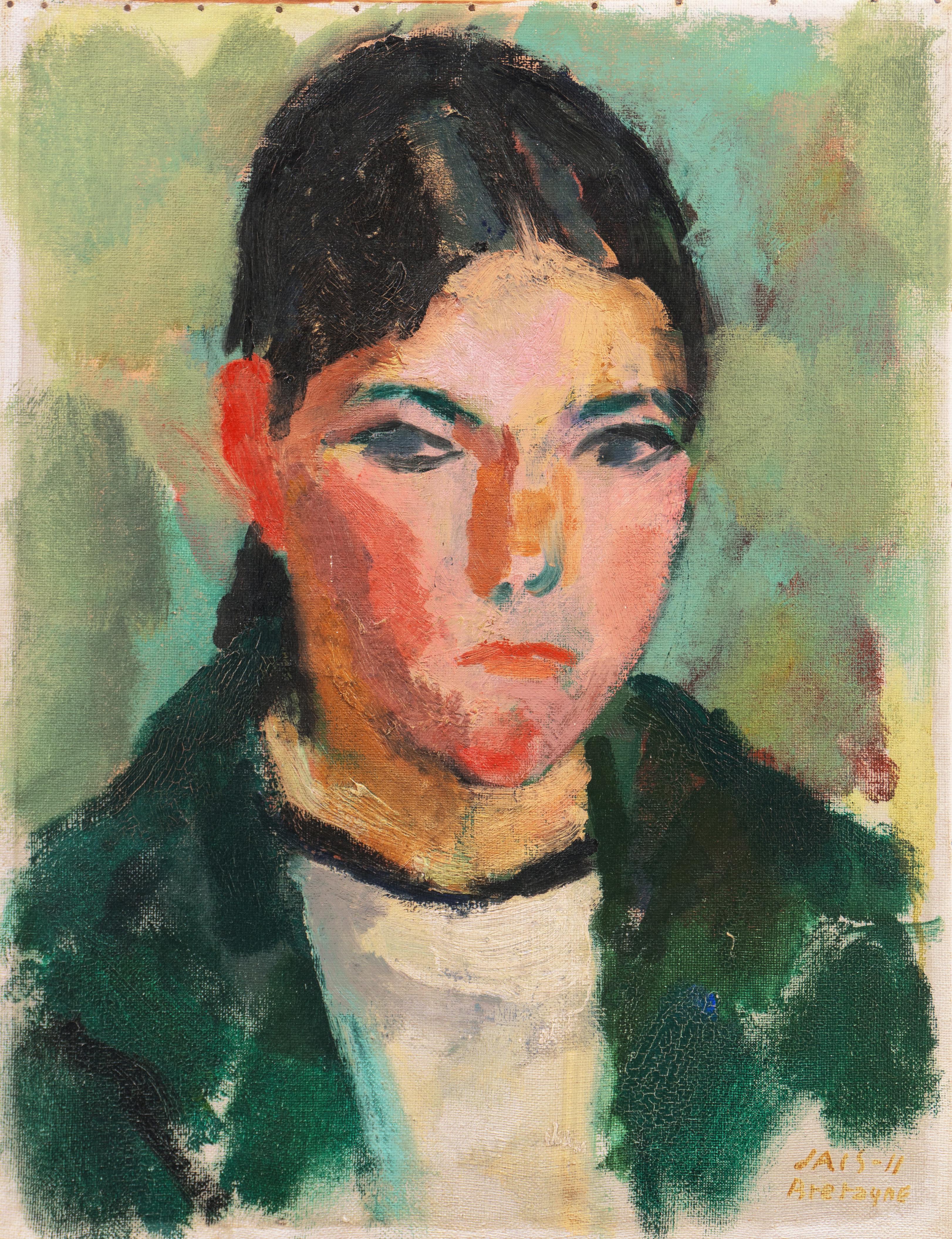 'Young Bretonne', Paris, Salon d’Automne, Section d'Or, Post-Impressionist Oil For Sale 1