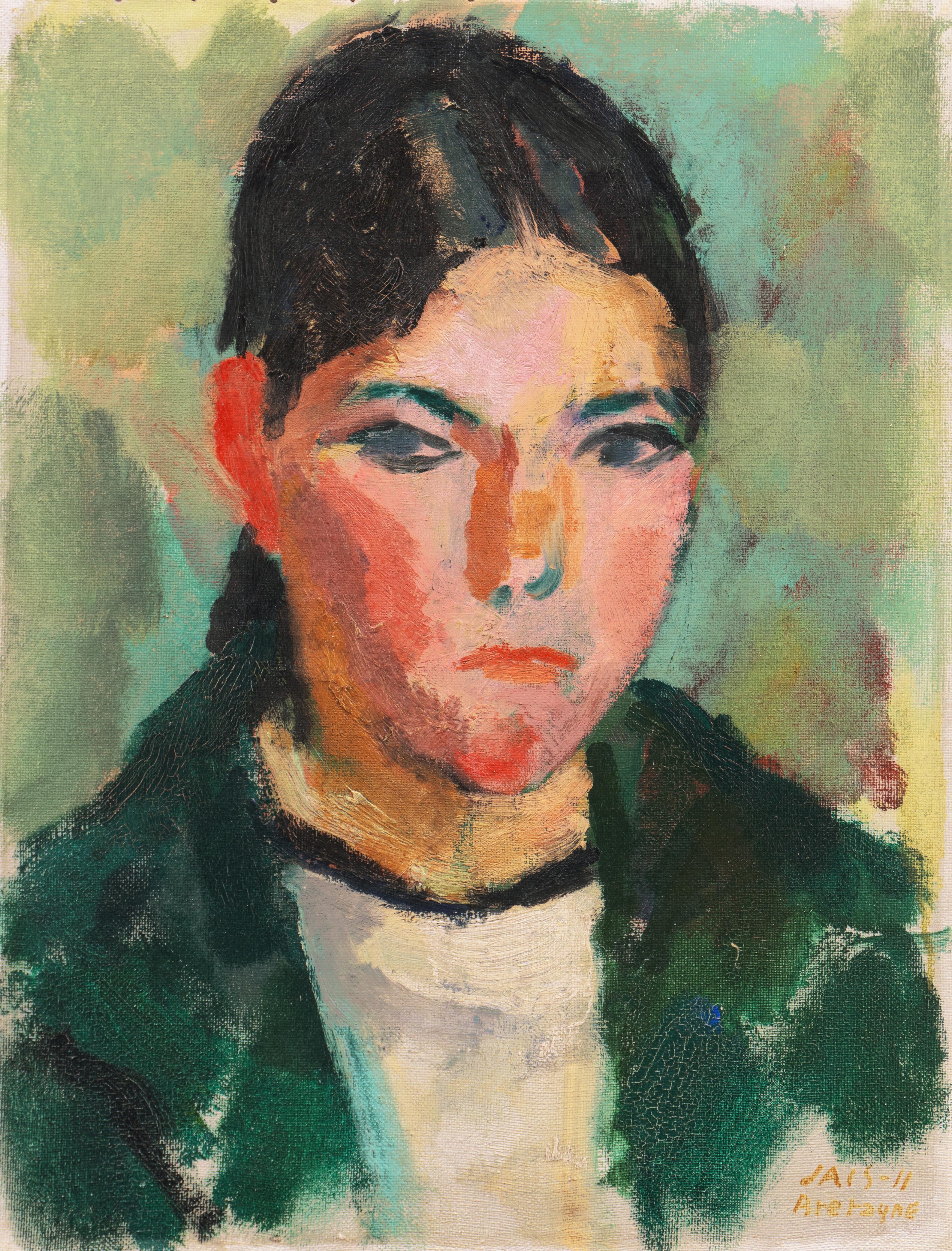 Jais Nielsen Figurative Painting - 'Young Bretonne', Paris, Salon d’Automne, Section d'Or, Post-Impressionist Oil