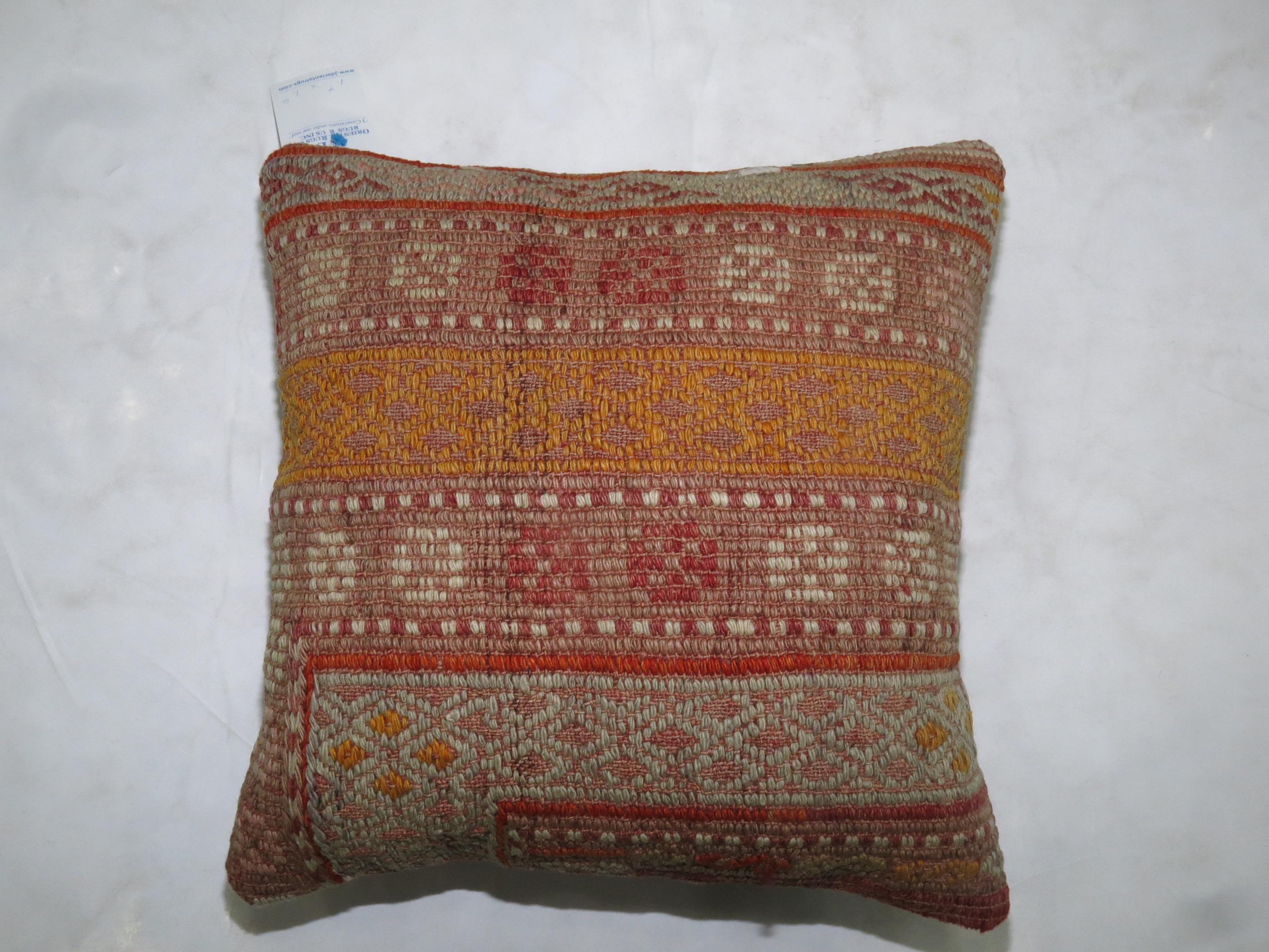 Pillow made from a Turkish flat-weave pillow

Measures: 16'' x 16''.
