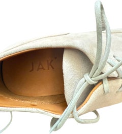 JAK Minimalist Off-White Suede Lace-Up Sneakers – Handmade in Portugal, Size 8.5