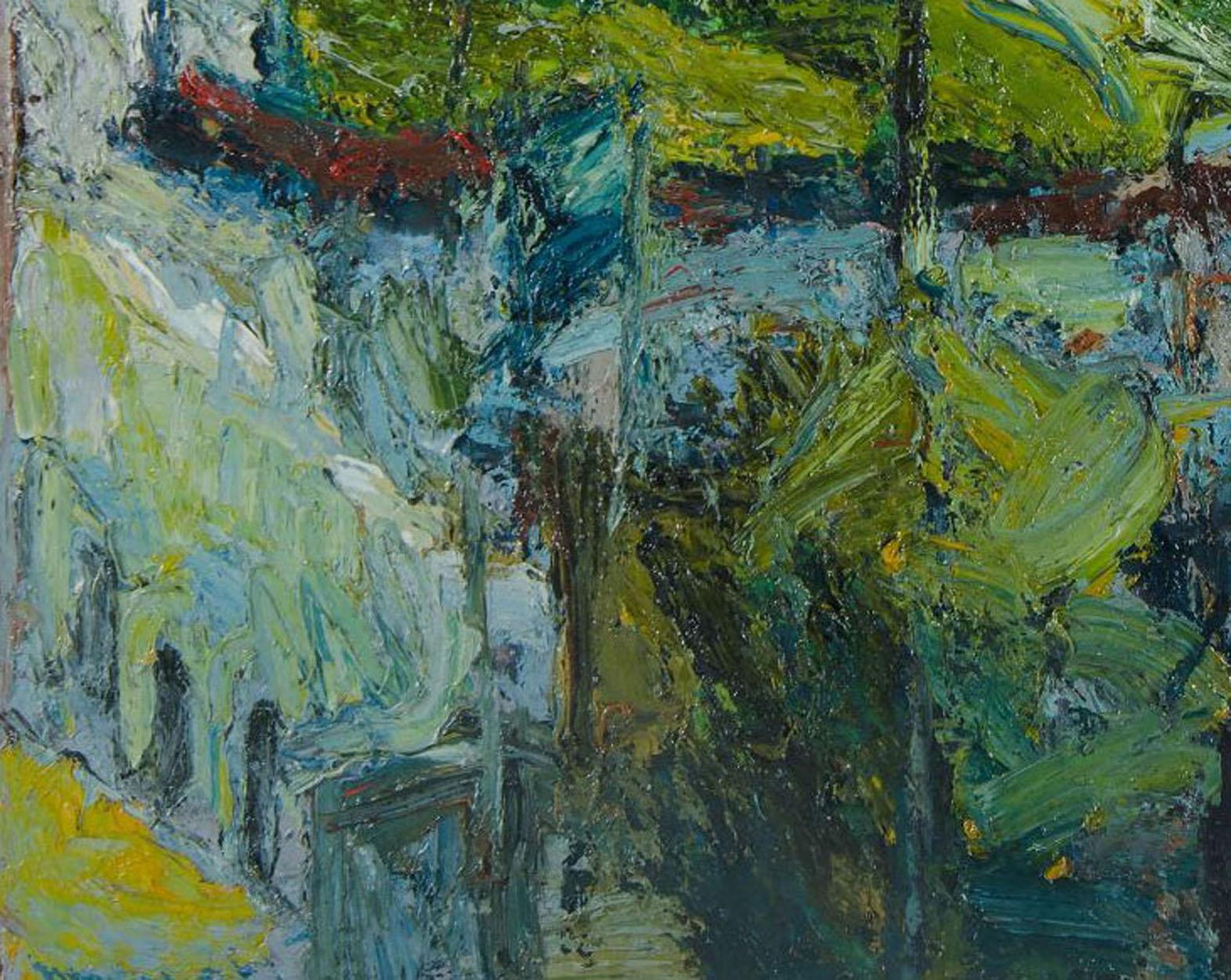 Britannique Jake Attree « Anglais », huile sur toile, vue de Leeds, 1992 en vente