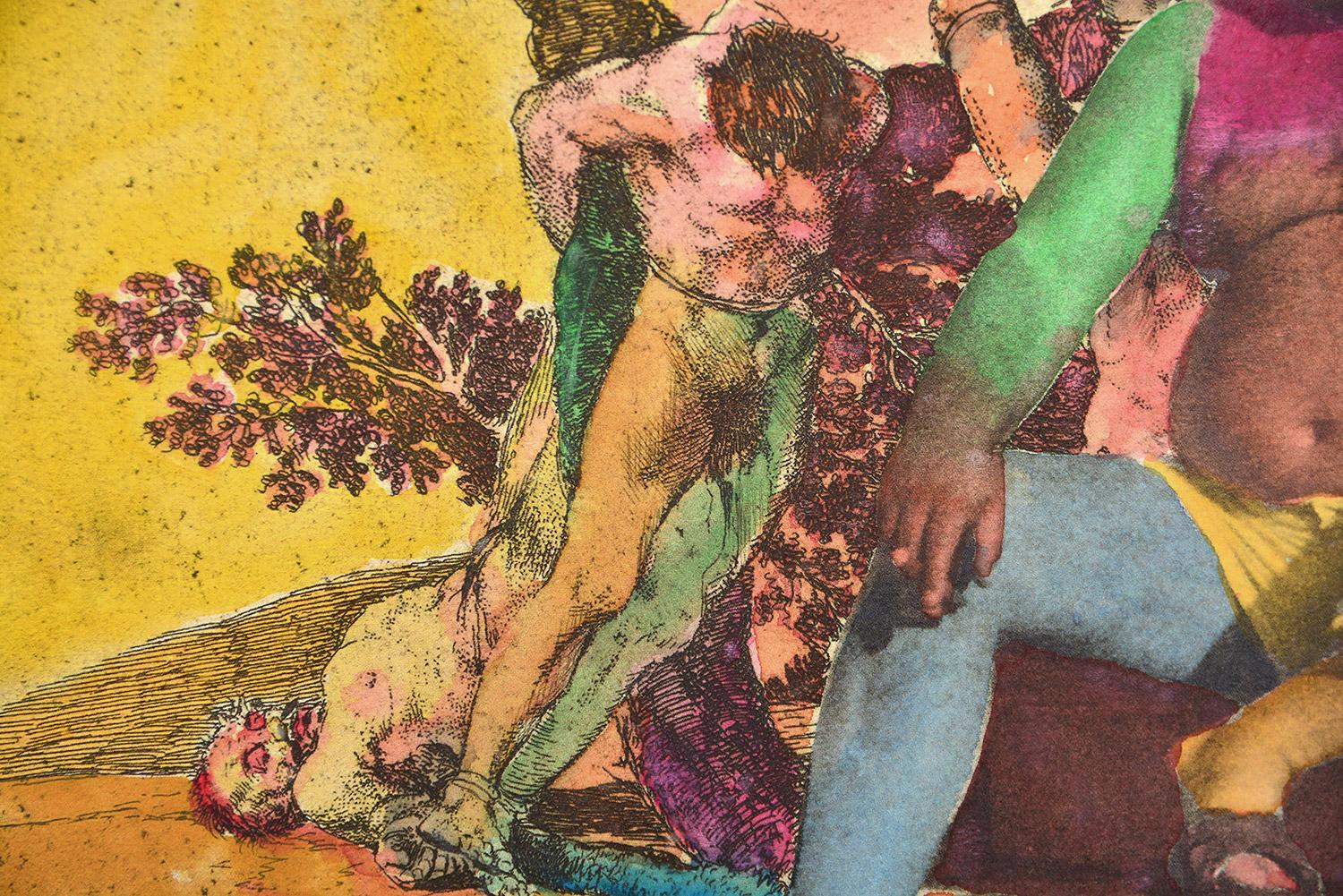 JAKE CHAPMAN - TO LIVE AND THINK PIGS (48/50). Watercolor Goya Disasters of War - Young British Artists (YBA) Mixed Media Art par Jake Chapman