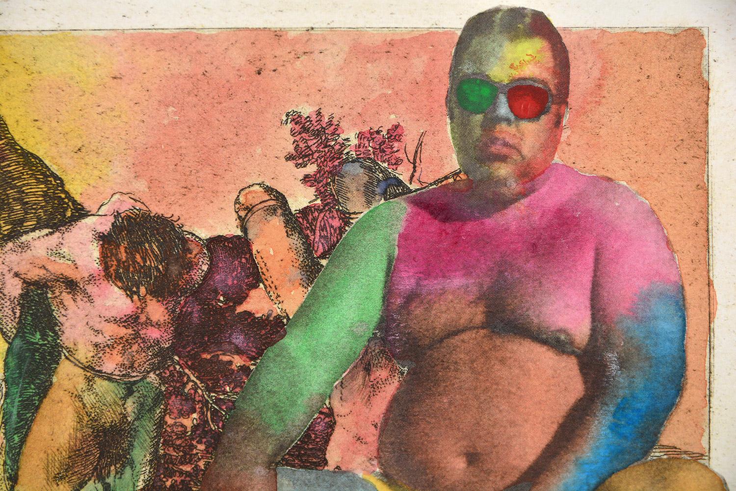 JAKE CHAPMAN - TO LIVE AND THINK PIGS (48/50)
Date of creation: 2022
Medium: Hand watercolour on digital print
Edition number: 48/50
Size: 18.3 x 24.2 cm
Condition: In mint conditions, brand new and never framed
Hand watercolour on digital print