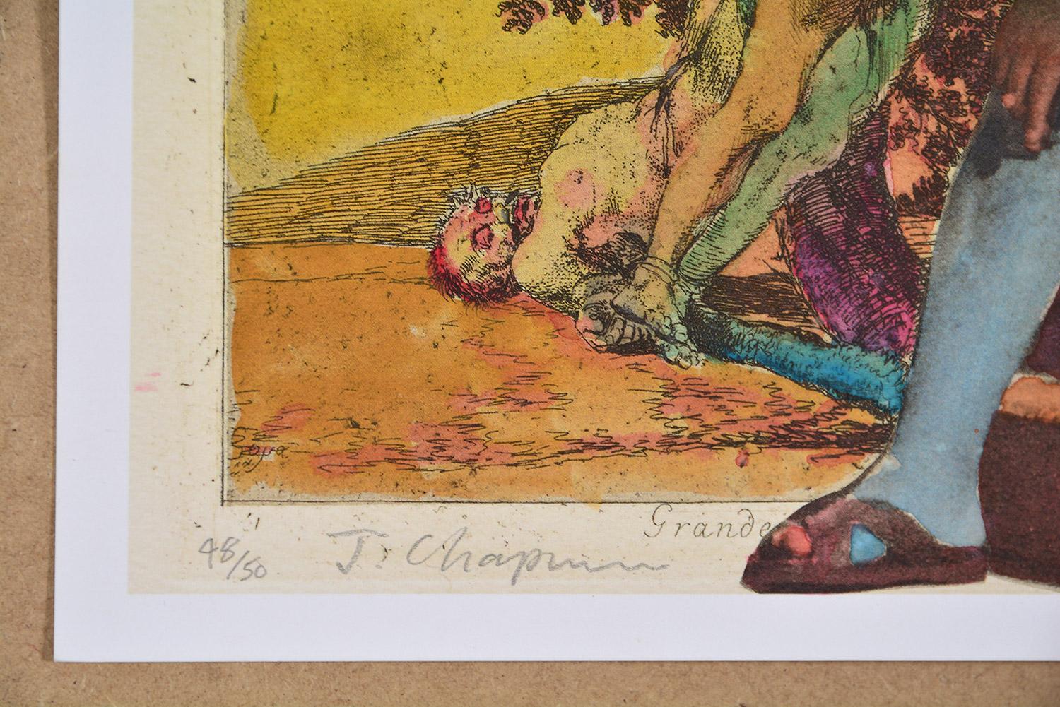 JAKE CHAPMAN - TO LIVE AND THINK PIGS (48/50). Aquarelle Goya Les désastres de la guerre en vente 1