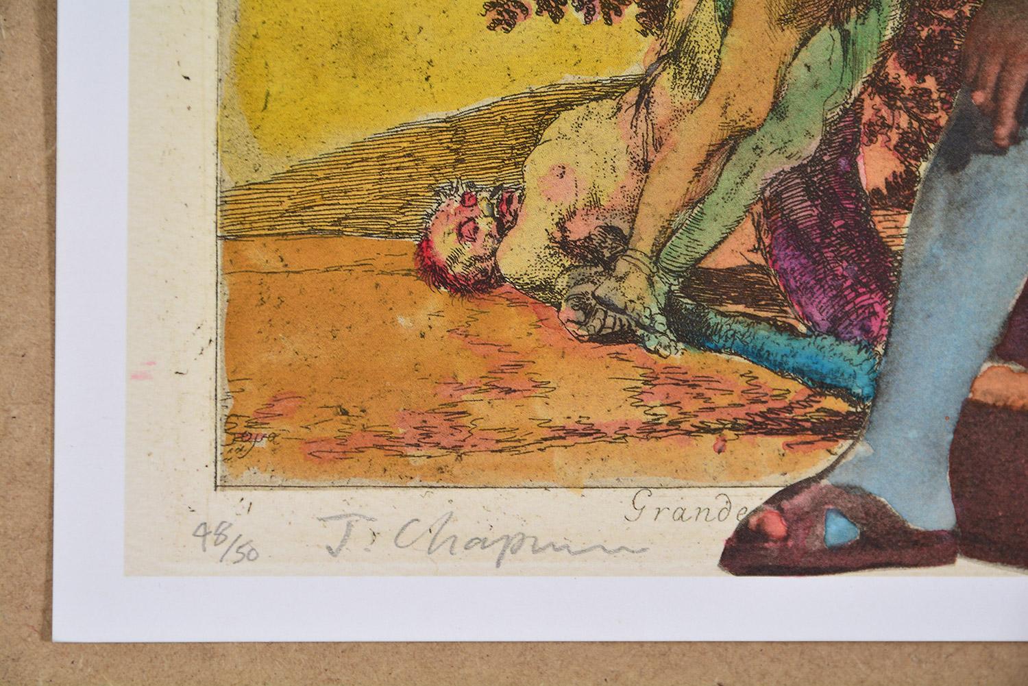 JAKE CHAPMAN - TO LIVE AND THINK PIGS (48/50). Watercolor Goya Disasters of War en vente 1