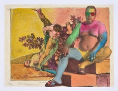 Jake Chapman TO LIVE AND THINK PIGS (48/50). Watercolor, Goya Disasters of War