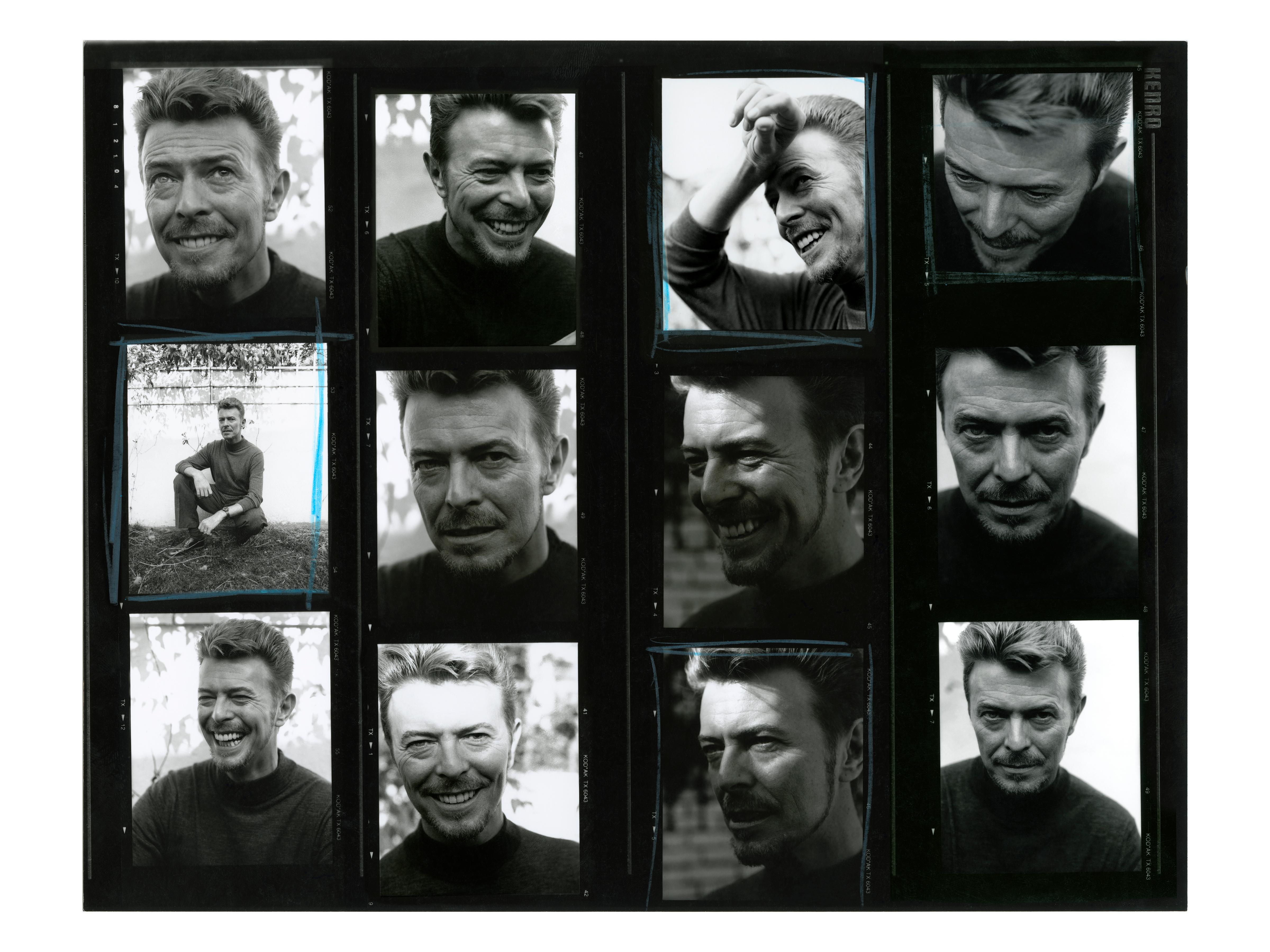 David Bowie 1995 Hoja de contactos de 16x20". Primera impresión de la edición