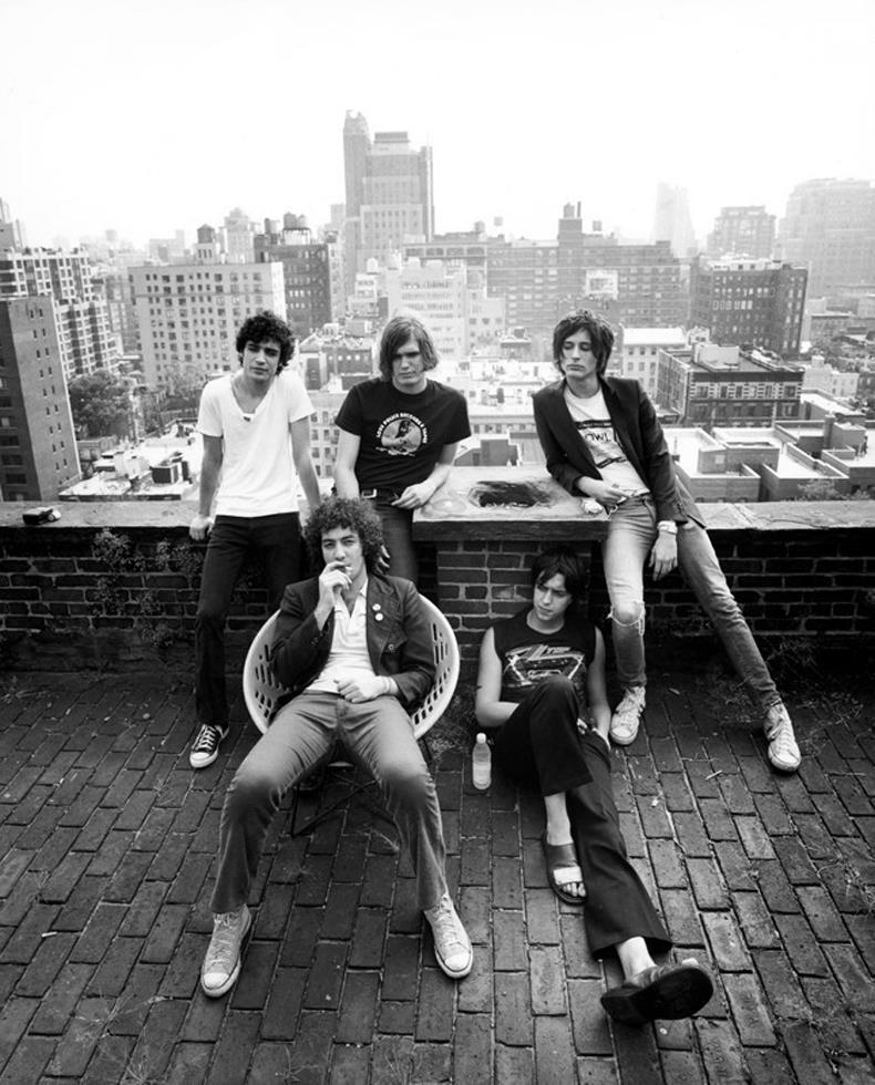 Black and White Photograph Jake Chessum - The Strokes, Chelsea Hotel, NYC