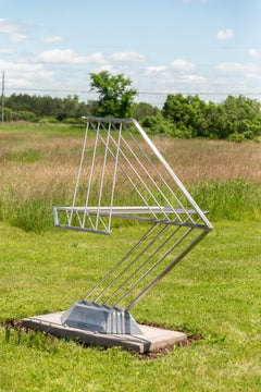 Mach I - Homenaje a la aviación, abstracta, acero inoxidable pulido, escultura de exterior