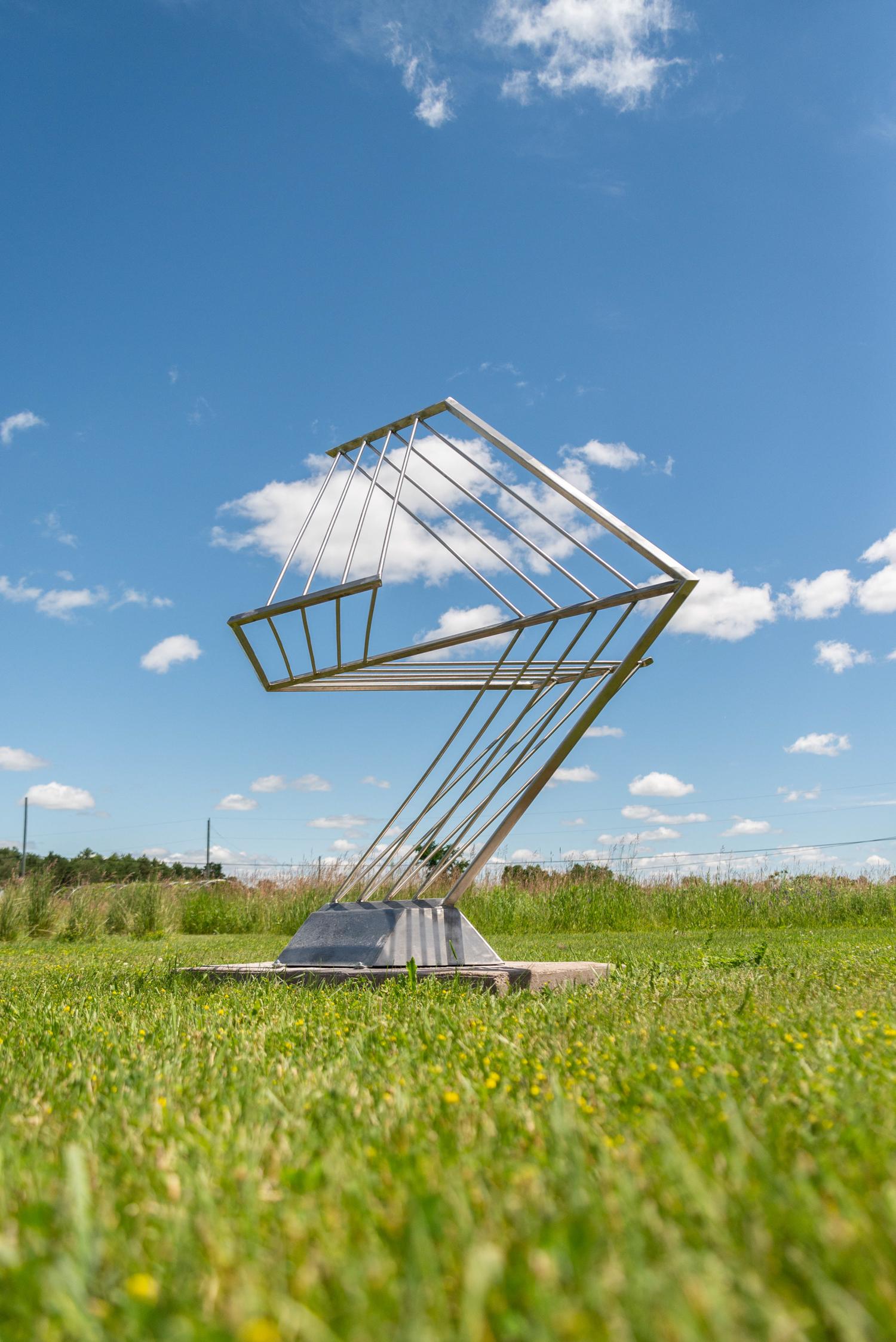 Mach I - Aviation tribute, abstract, polished stainless steel, outdoor sculpture - Sculpture by Jake Goertzen