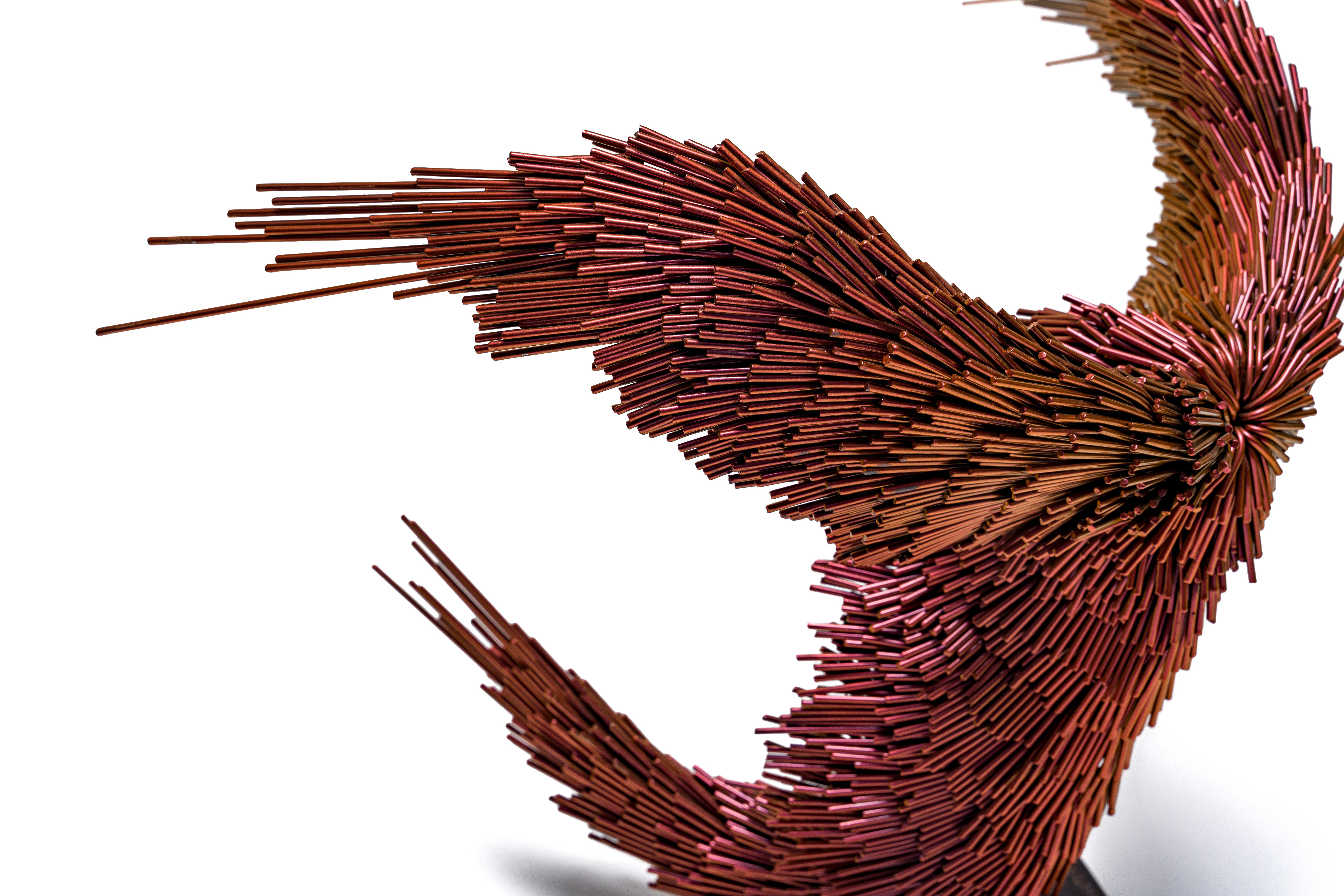 Hot Murmur, Steel contemporary bird sculpture in bronze - Contemporary Sculpture by Jake Michael Singer