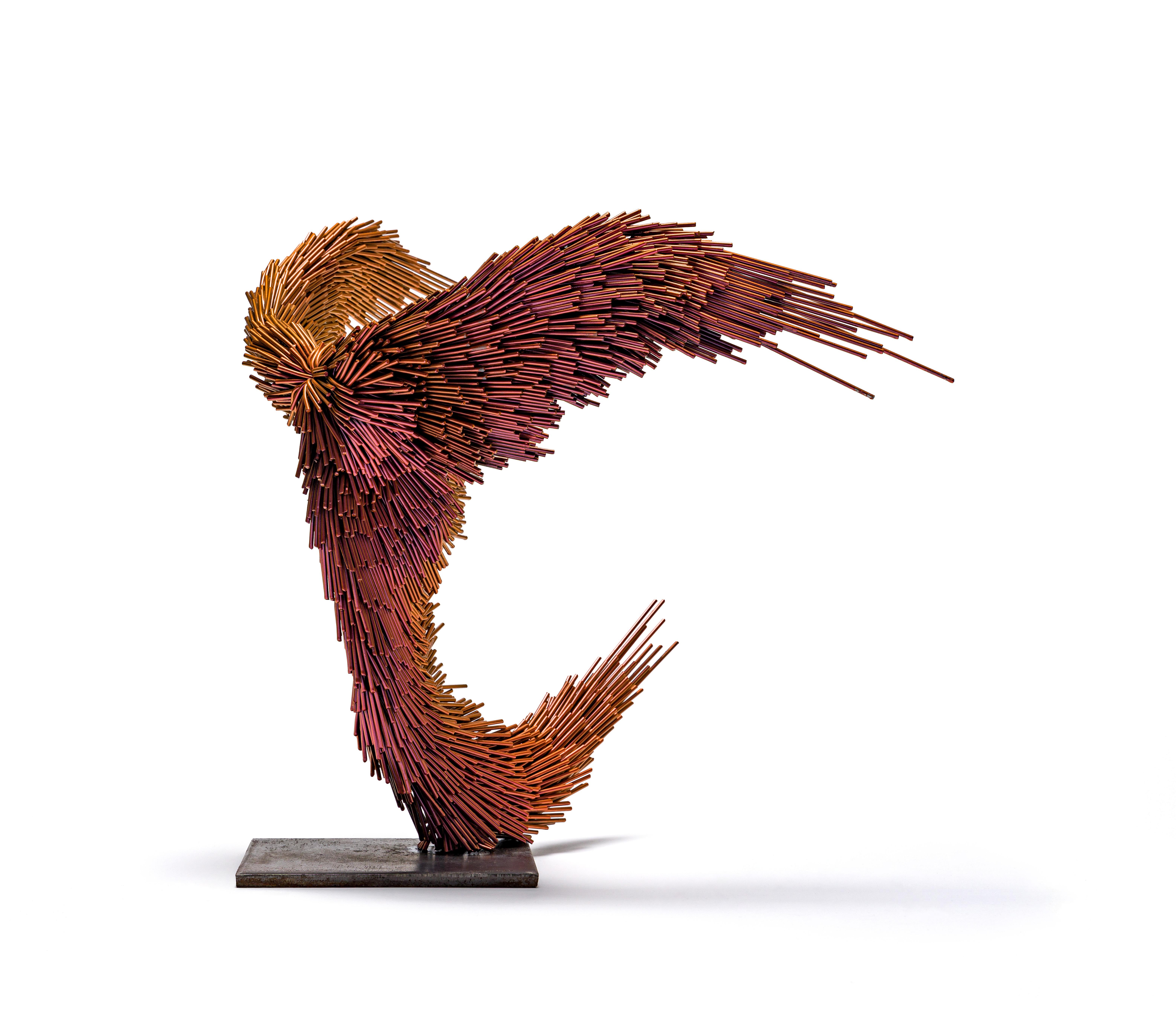 Jake Michael Singer Figurative Sculpture - Hot Murmur, Steel contemporary bird sculpture in bronze