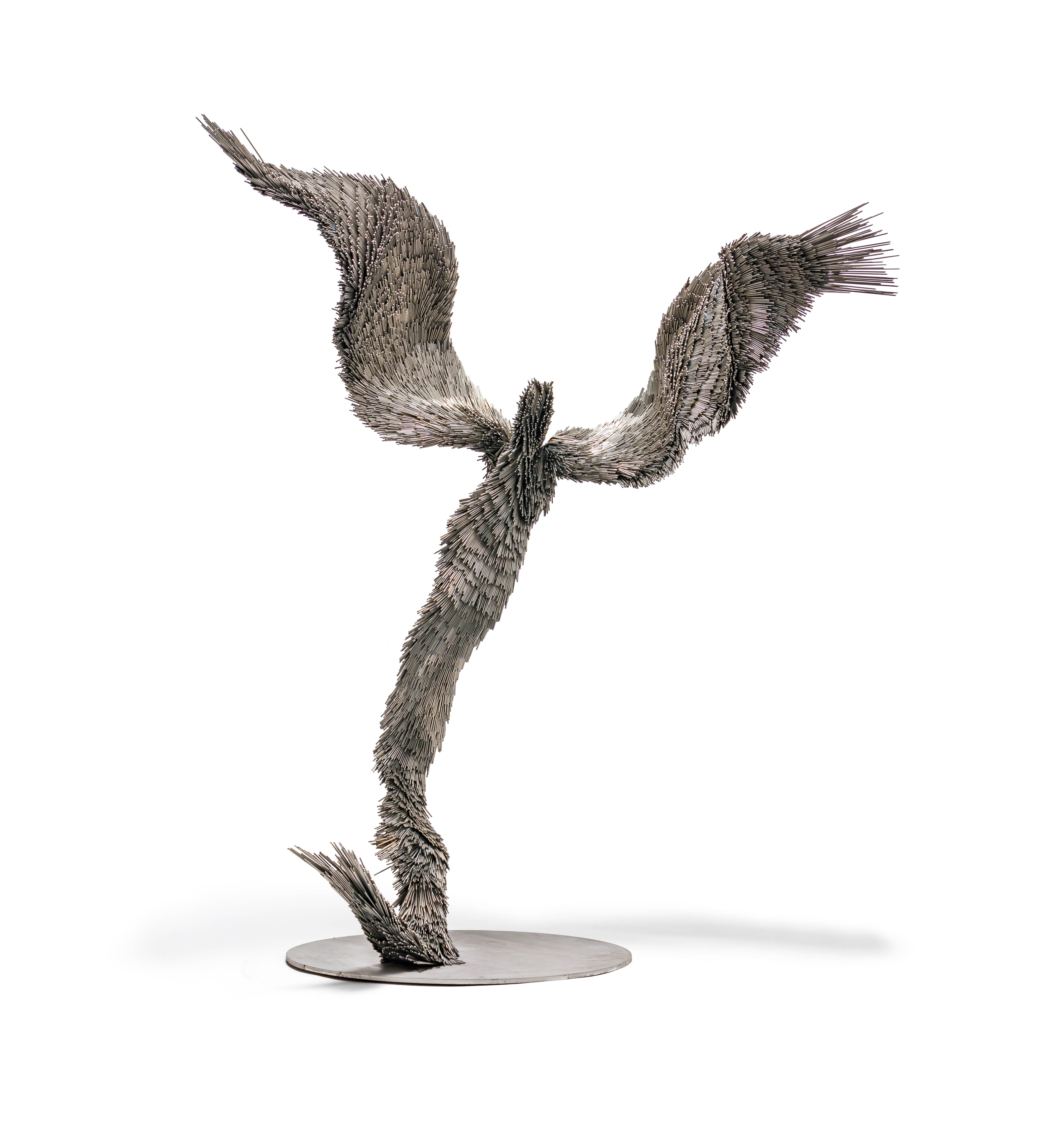 Seolfor Murmur, Steel contemporary bird sculpture in steel - Sculpture by Jake Michael Singer