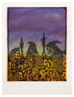 « Jake Yeager Untitled 10 » aérosol et sérigraphie, crânes et animaux