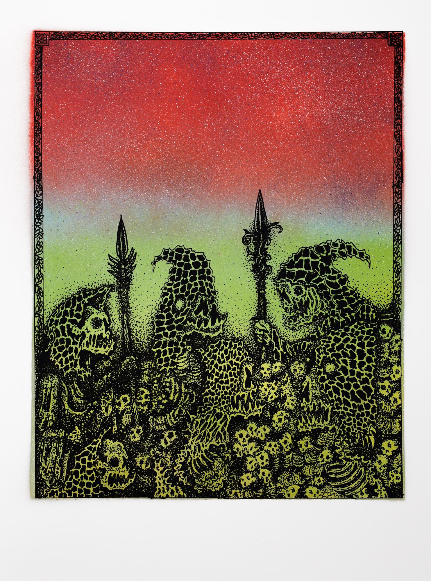Dieses Werk mit dem Titel "Jake Yeager Untitled 11" ist ein Originalkunstwerk von Jake Yeager und wurde mit Sprühfarbe und Siebdruck hergestellt. Dieses Stück misst 24 "h x 18 "b.

Der 1997 in der Arch Street 1026 in Philadelphias Chinatown