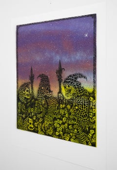 « Jake Yeager Untitled 12 » aérosol et sérigraphie, crâne et animaux