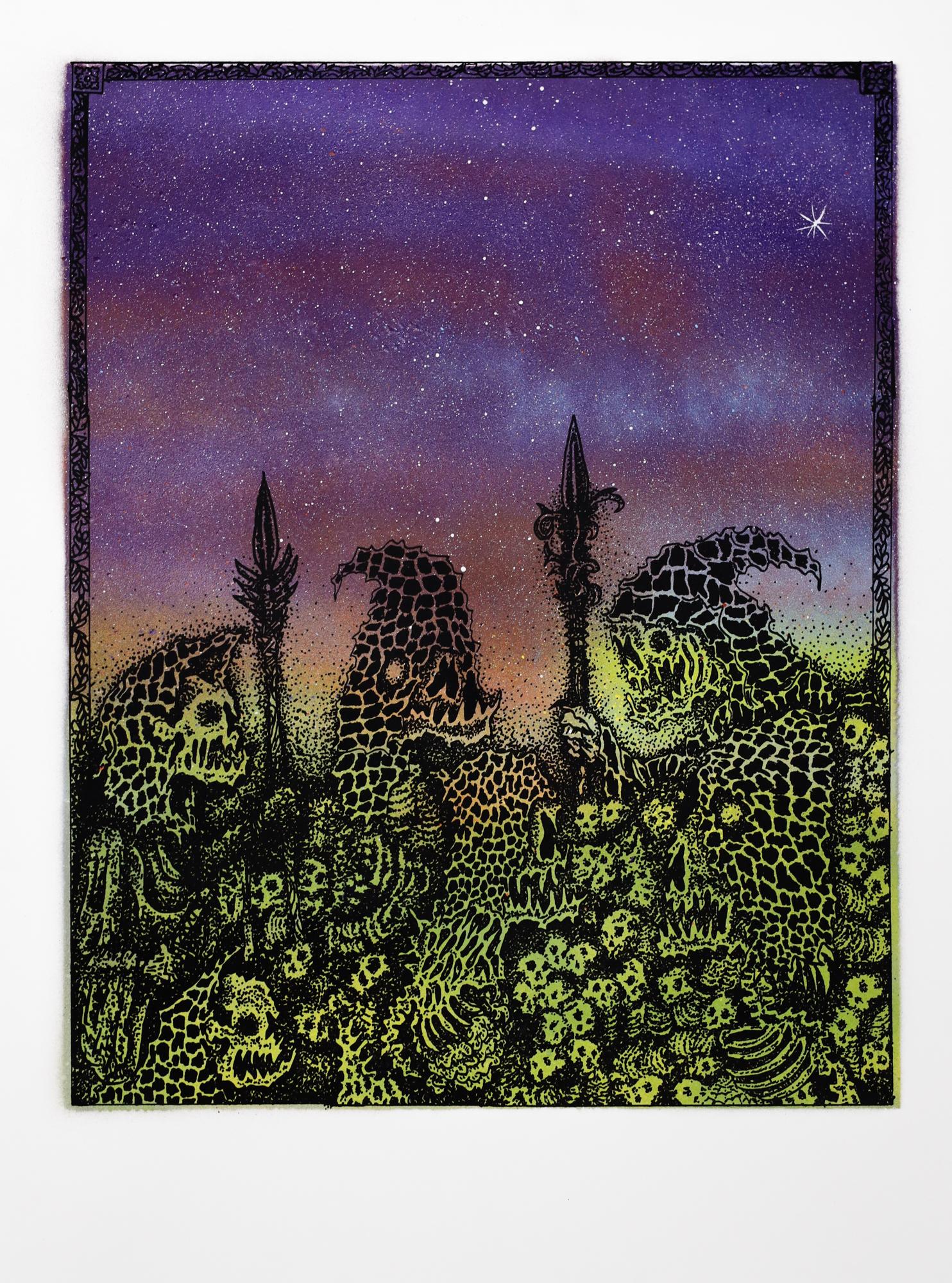 Dieses Werk mit dem Titel "Jake Yeager Untitled 12" ist ein Originalkunstwerk von Jake Yeager und wurde mit Sprühfarbe und Siebdruck hergestellt. Dieses Stück misst 24 "h x 18 "b.

Der 1997 in der Arch Street 1026 in Philadelphias Chinatown