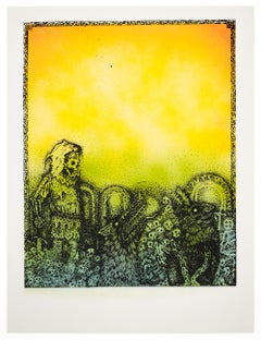 „Jake Yeager Untitled 3“ Aerosol und Siebdruck, Schädel und Tiermotive