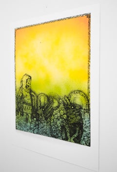 "Jake Yeager Untitled 3" aerosol e serigrafia, teschi e motivi animaleschi