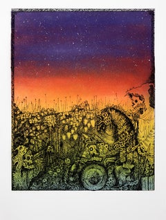 "Jake Yeager Untitled 4" aerosol, monoprint serigrafato, teschio, animalia