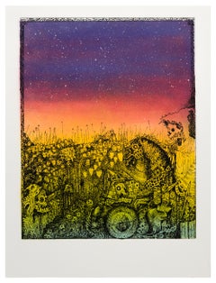 „Jake Yeager Untitled 4“ Aerosol, Siebdruck, Monodruck, Schädel, Tierwelt