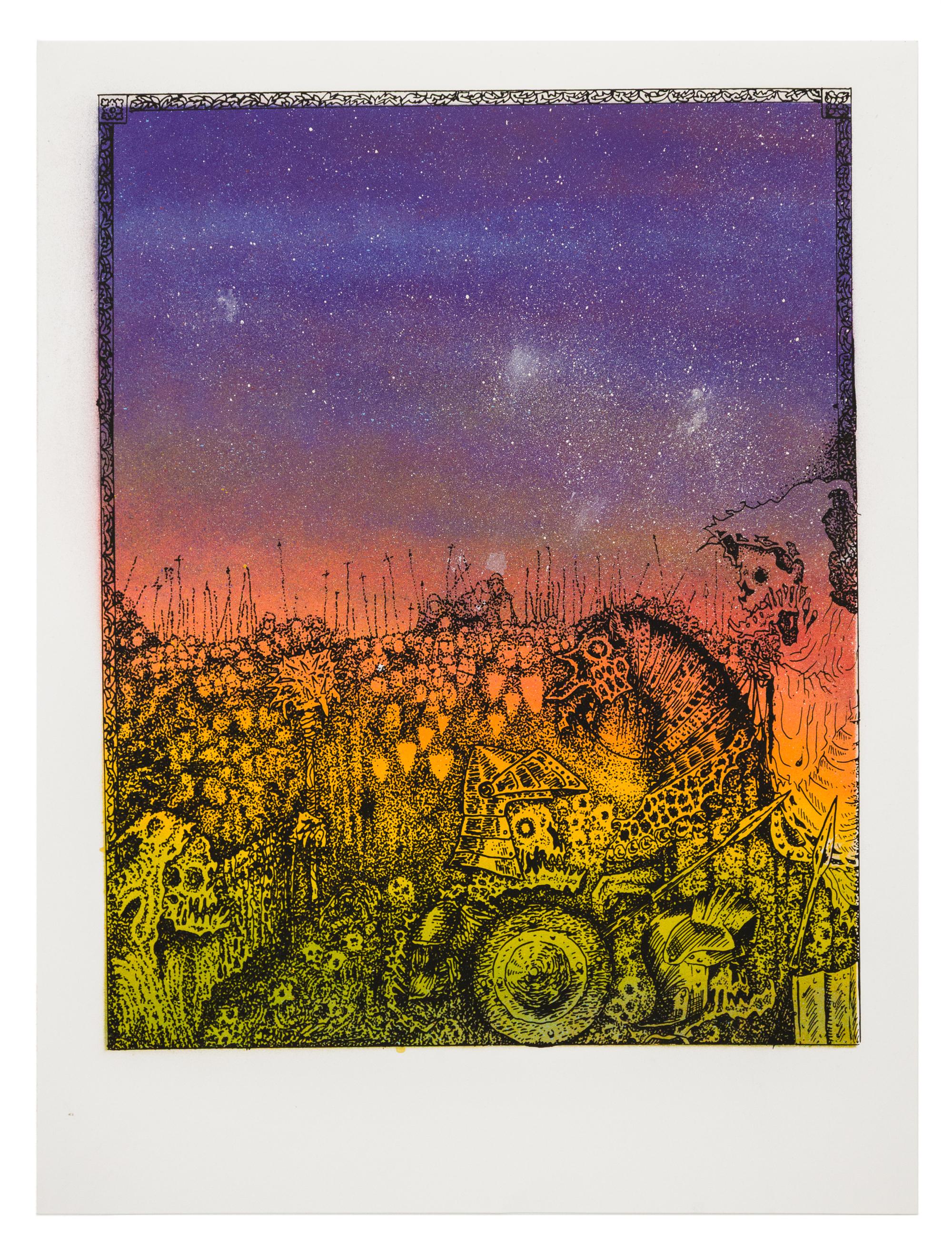 aerosol 5" Jake Yeager Untitled, monogravure sérigraphiée, crâne, animalière