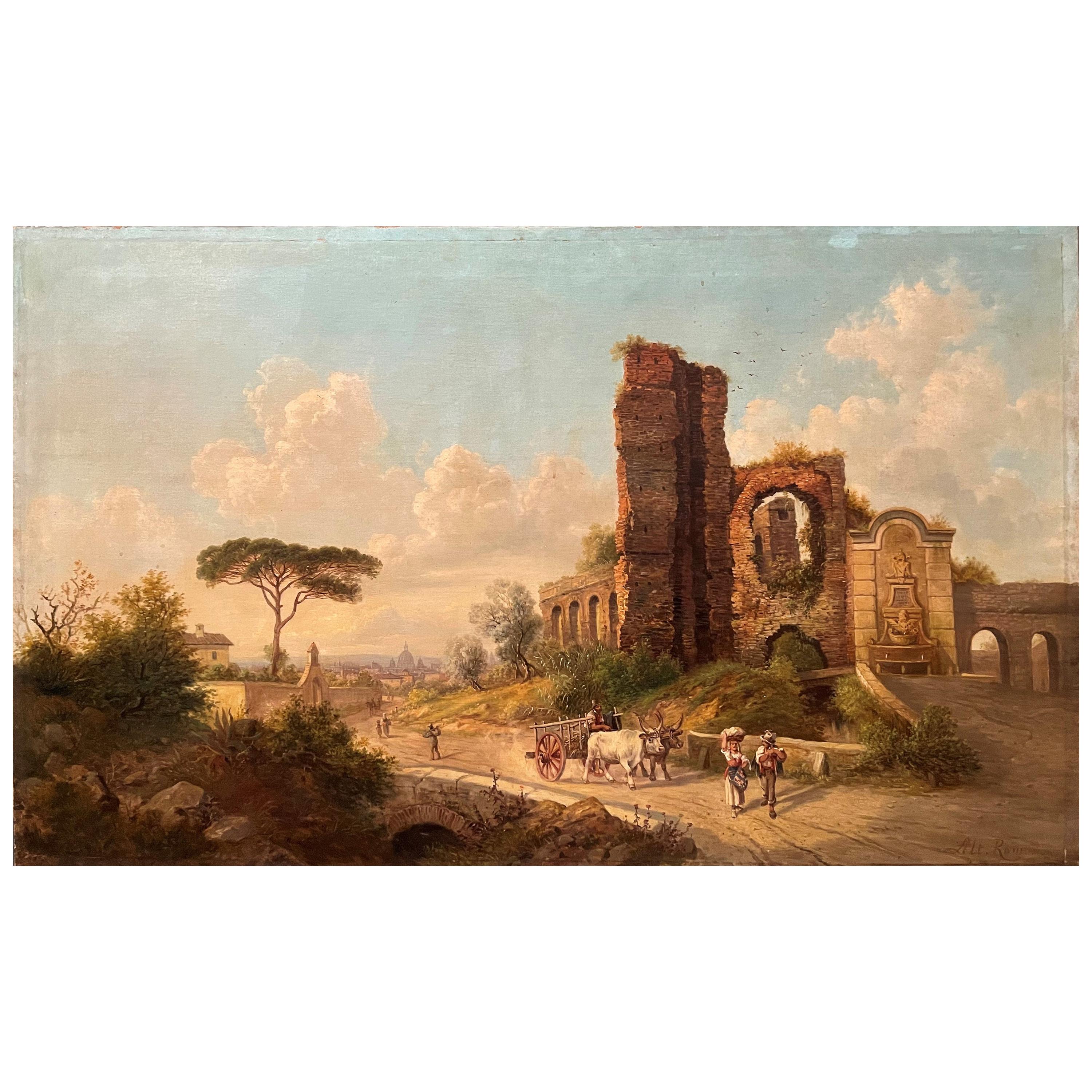 Jakob Alt Roman Landscape with Ruins and Figures