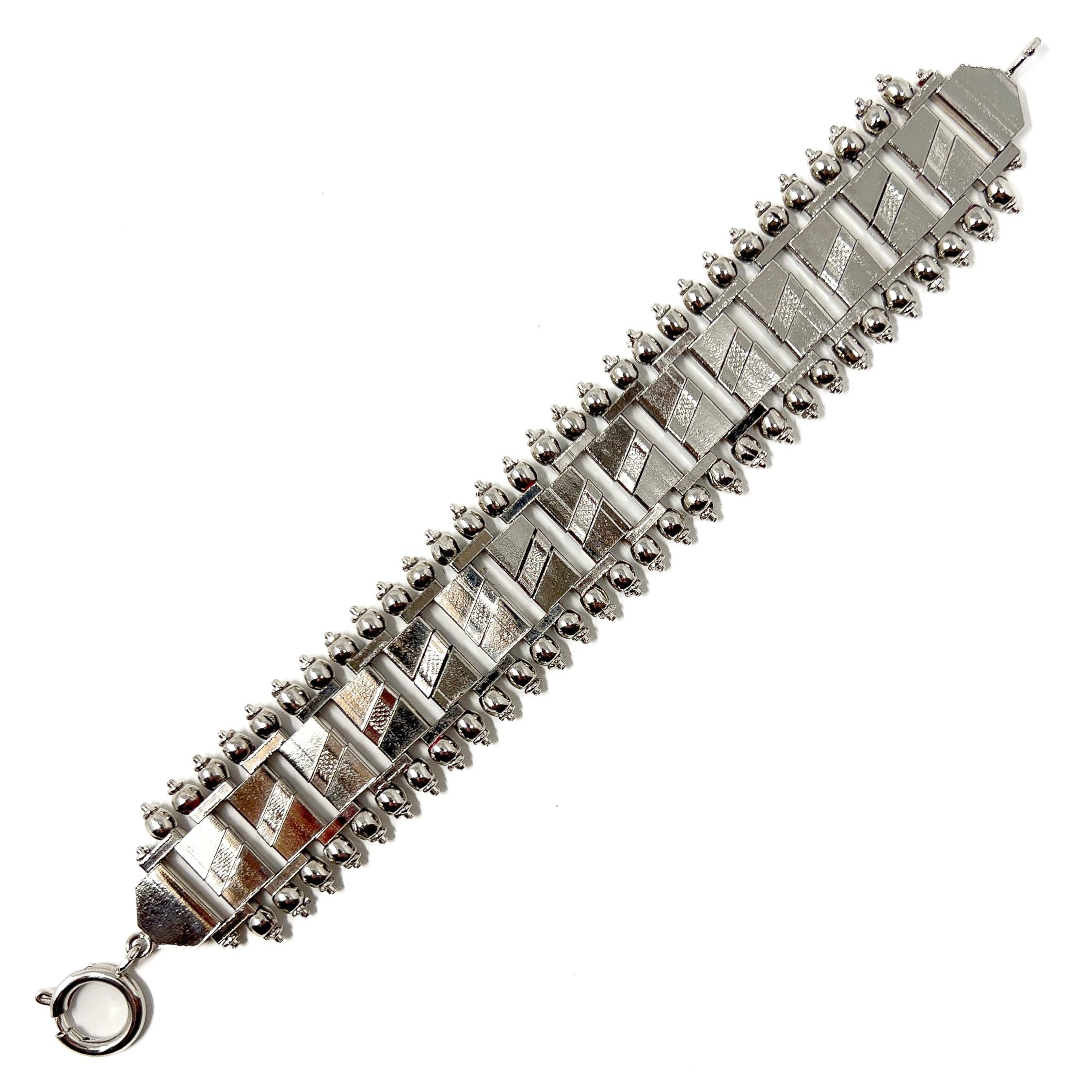 Jakob Bengel 1930s Chrome and Enamel Vintage Bracelet For Sale 3