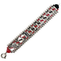 Jakob Bengel 1930s Chrome and Enamel Vintage Bracelet