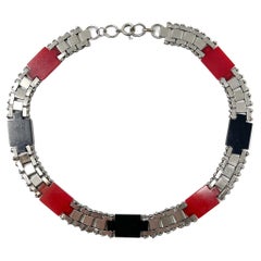 Jakob Bengel 1930s Chrome and Galalith Vintage Collar