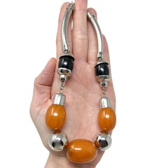 Collana vintage in cromo, bachelite e galalite di Jakob Bengel del 1930