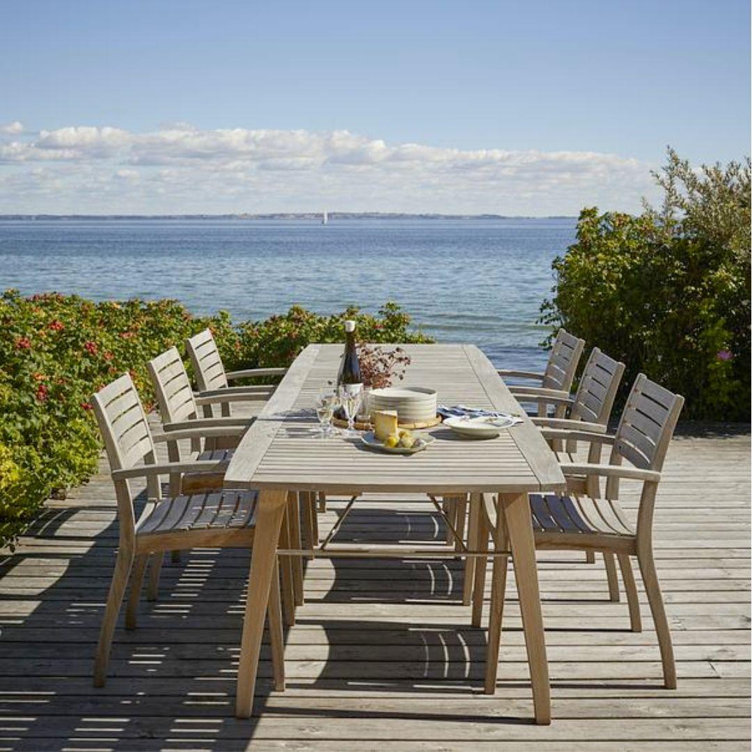 Danish Jakob Berg Outdoor 'Ballare' Adjustable Teak Dining Table for Skagerak For Sale