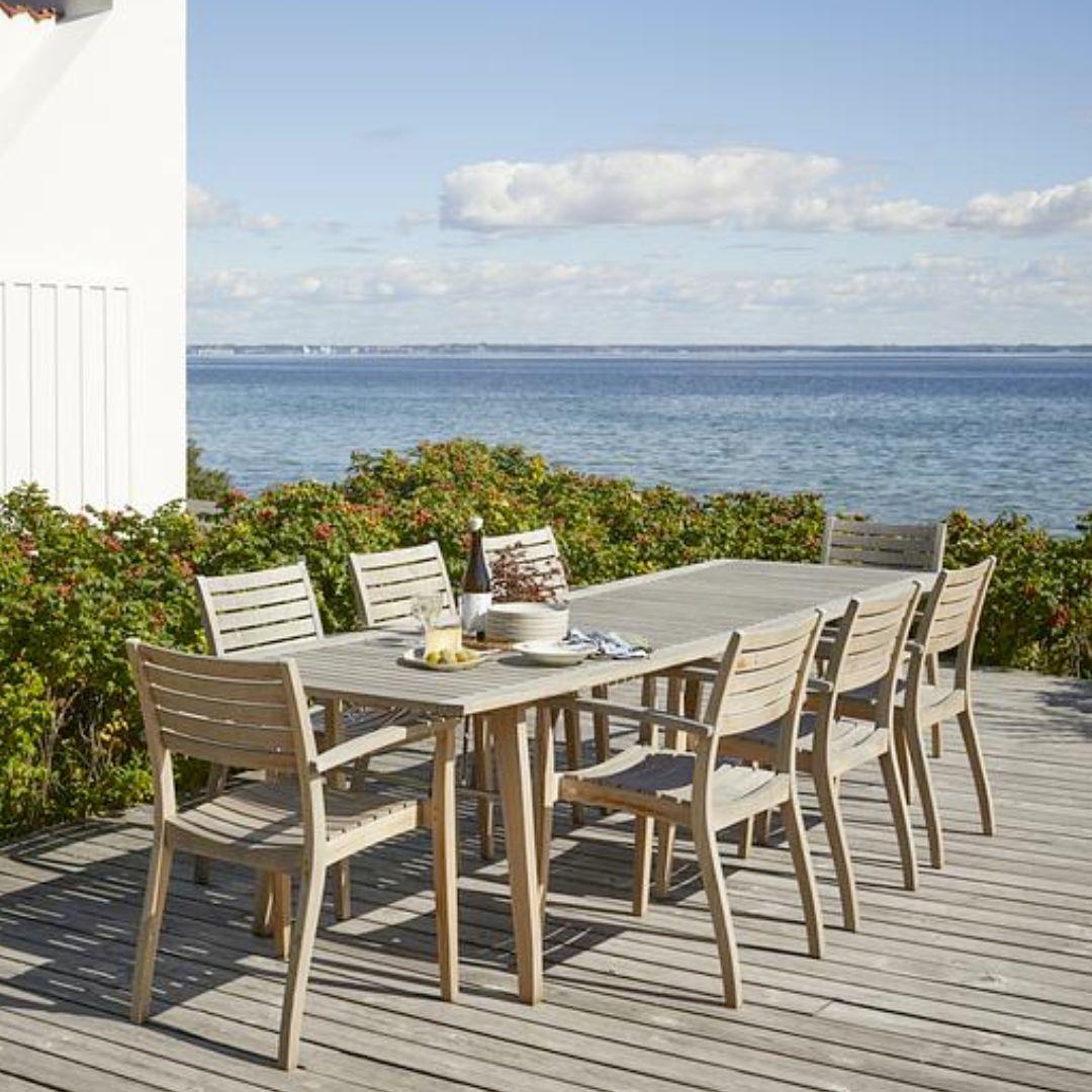 Contemporary Jakob Berg Outdoor 'Ballare' Adjustable Teak Dining Table for Skagerak For Sale