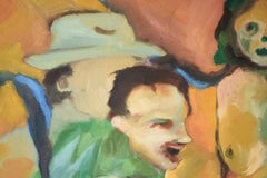"Entrer dans le bus" Composition figurative expressionniste Huile originale sur toile