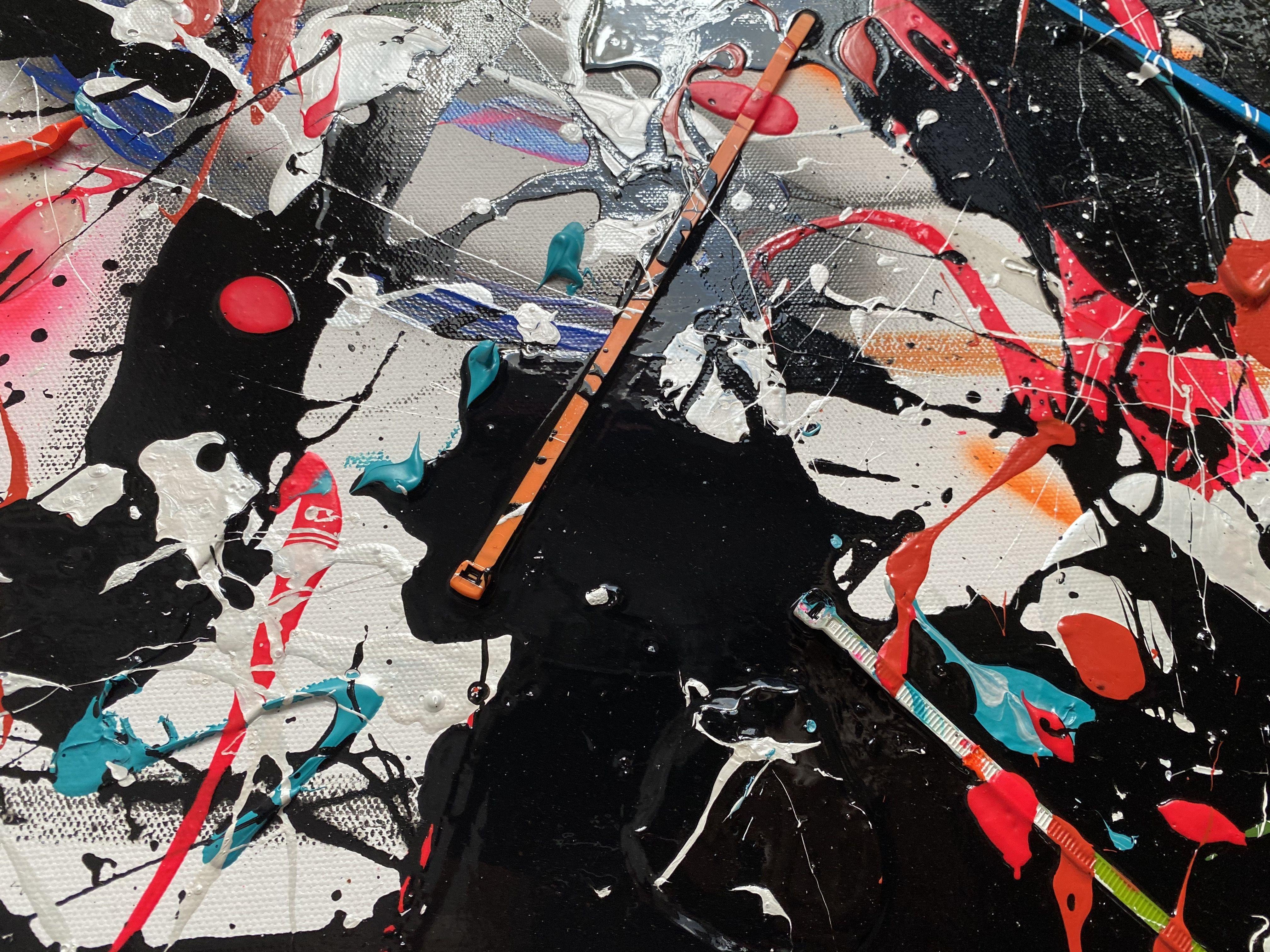 Artist: Jakob Gold  Work: Original Acrylic, Spray Paint on Canvas.  Handmade Artwork, One of a Kind  Medium: Acrylic,Spray Paint, Plastic on Canvas  Siez: 36 X 48 X 1.5  Style: Street Art  Unframed, Stretched on Wooden Bar, Gallery Wrapped, Ready to