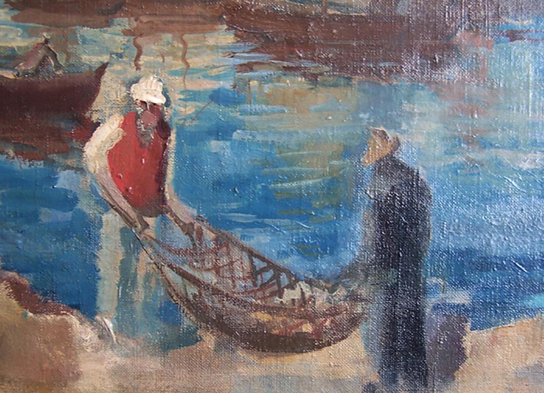 JAKOB STEINHARDT 1887-1968
Zerków, Germany 1887-1968 Nahariya, Israel (German/Israeli) 

Title: The Dalmatian Port / Dalmatinischer Hafen, 1928

Technique: Original Signed, Dated and Titled Oil Painting on Canvas 

size: 80 x 60 cm / 31.5 x 23.6