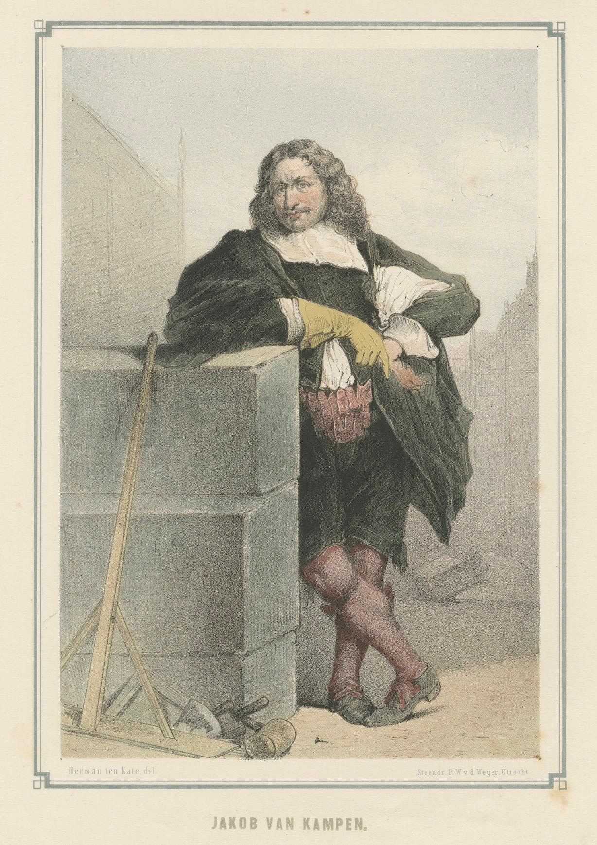 Jakob van Campen - Niederländischer Architekt und Künstler, 19. Jahrhundert  Lithographie (Papier) im Angebot
