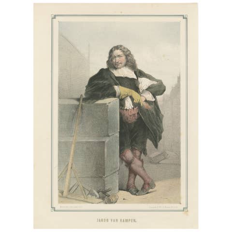 Jakob van Campen – Dutch Architect and Artist, 19th-Century Lithograph