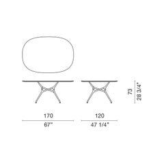 Jakob Wagner Oval Branch Table in Wood and Die-Cast Aluminum Base for Cappellini