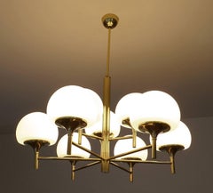 Large Hans-Agne Jakobsson Pendant Light, 1960s, Brass Glass