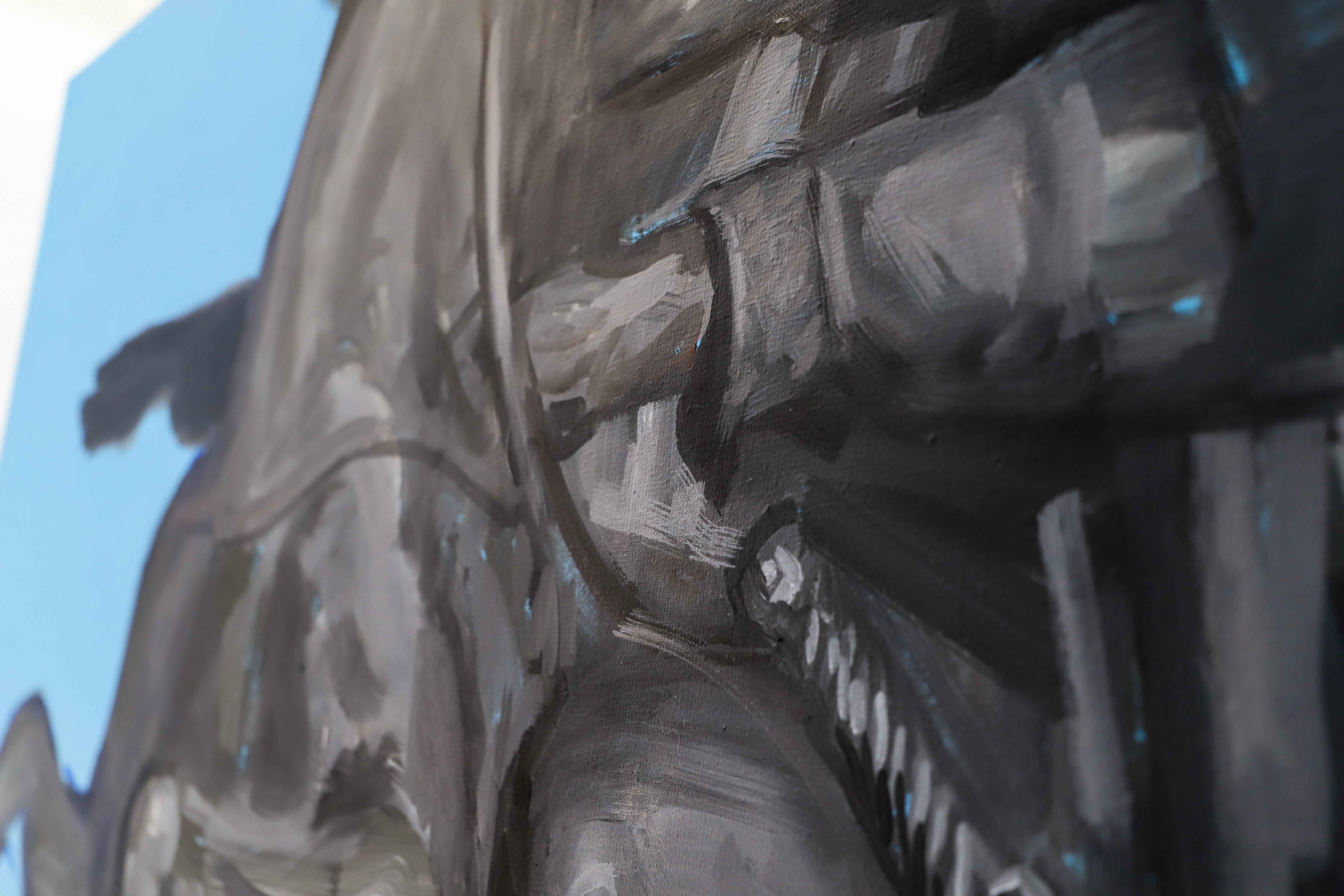 Gris De Payne, de la serie Ex Héroes - Pintura al óleo de gran formato, Monumento en venta 7