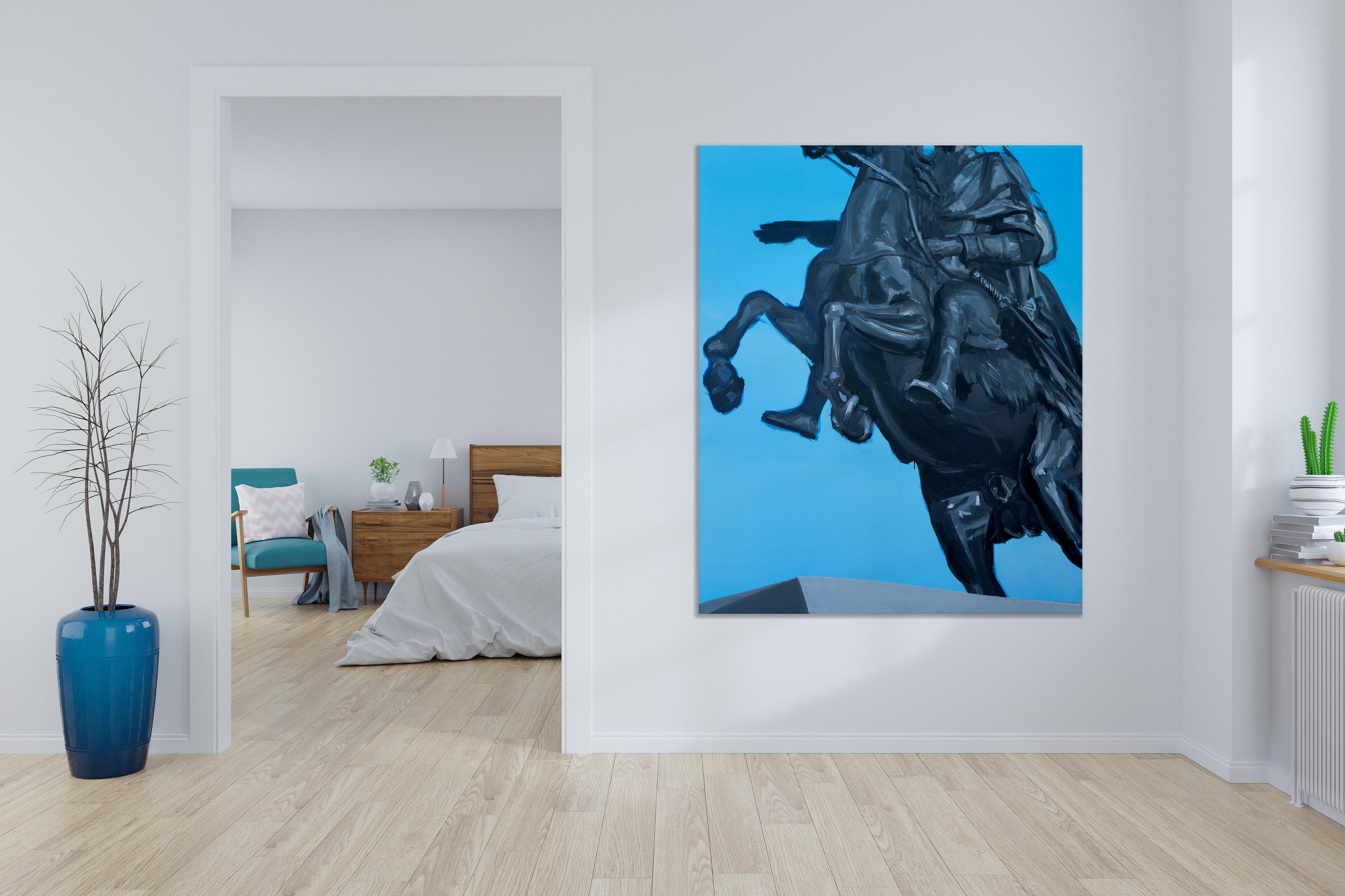 Gris De Payne, from Ex Heroes Series - Large Format Oil Painting, Monument - Blue Landscape Painting by Jakub Malinowski