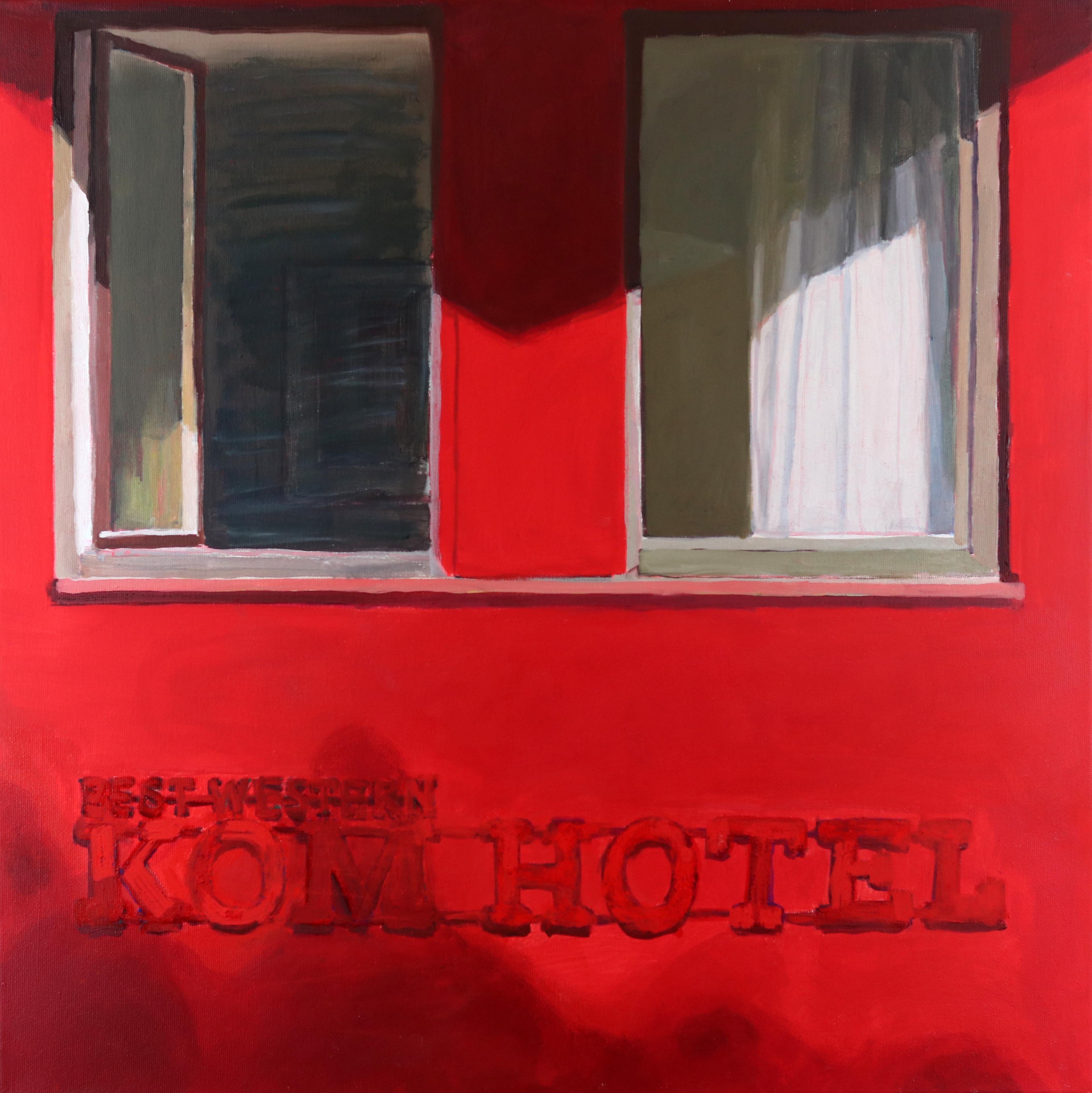 Jakub Malinowski Figurative Painting – Kom Hotel – KOM  Zeitgenössisches kraftvolles figuratives Ölgemälde