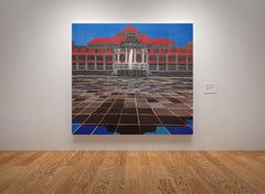 Sanatorio - Pittura ad olio figurativa contemporanea di grande formato