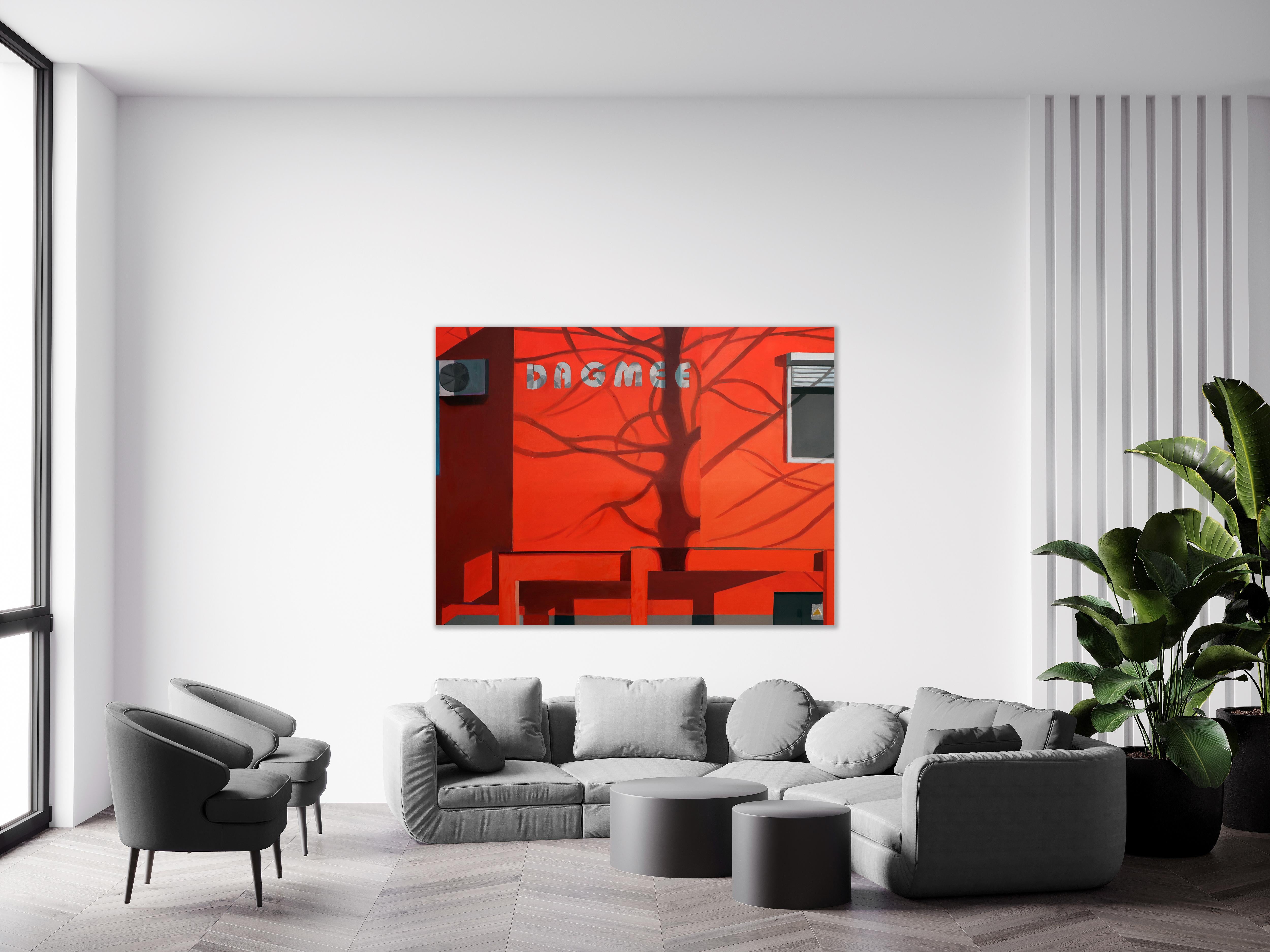 Unbenannt  ( Rot ) - Zeitgenössisches, kraftvolles, figuratives Ölgemälde, Großformat  – Painting von Jakub Malinowski