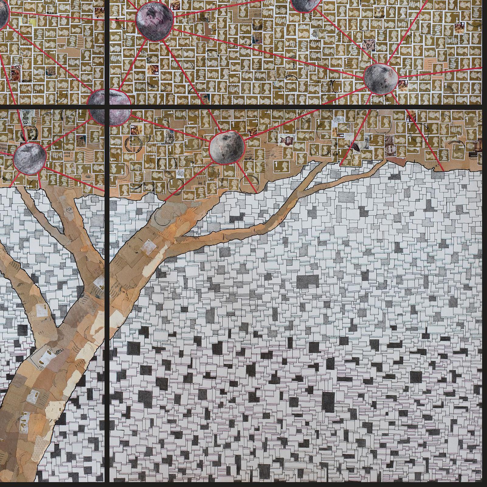 Composition VIII - Apple tree, Mixed Media on Paper - Abstract Mixed Media Art by Jakub Pasierkiewicz