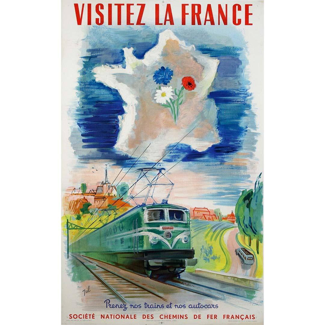 1952 original travel poster by the French artist Jal - SNCF - Visitez la France