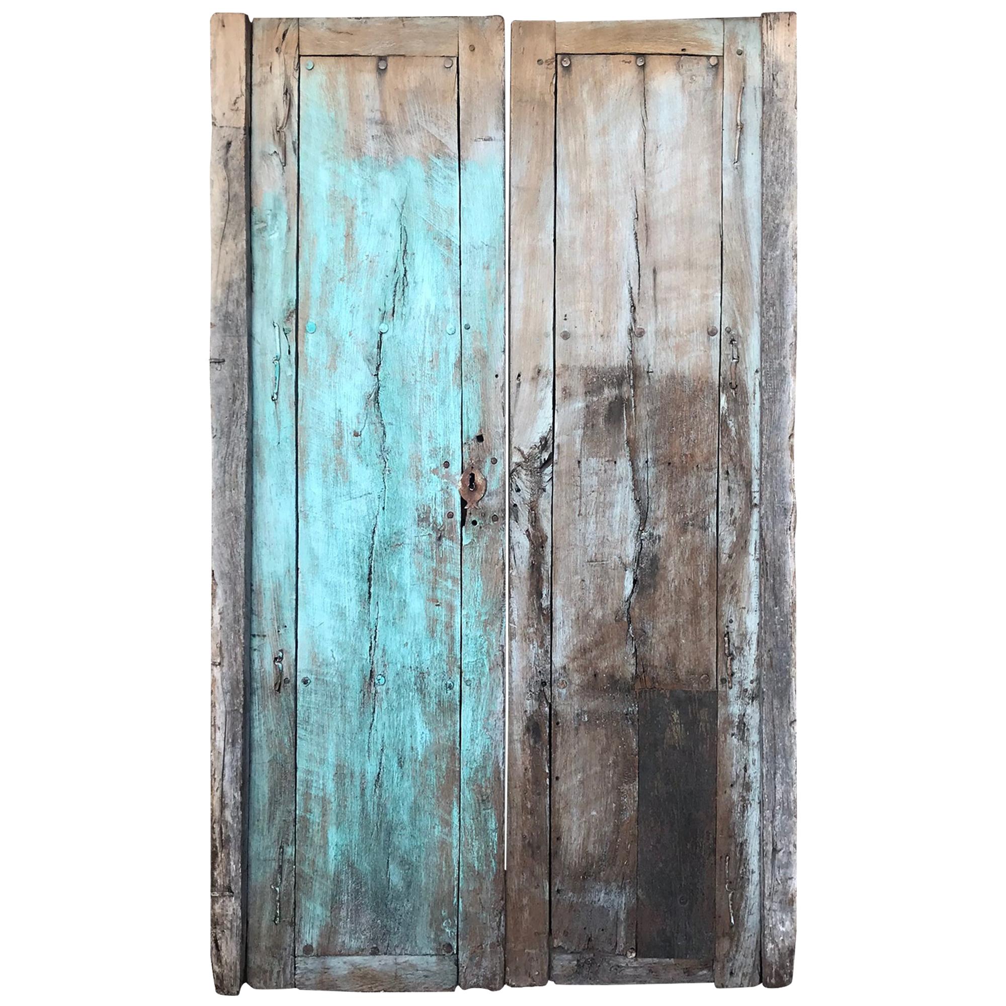 Jalisco Hacienda, alte rustikale Tür aus massivem Mesquite-Holz, Mexiko, 1920er Jahre